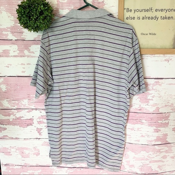 PETER MILLAR Men’s Gray Purple Collared Striped Polo Shirt size Large - Picture 3 of 5